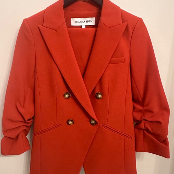 Veronica Beard Dickey Jacket & Renzo Pant Set – Red Size 4 - Picture 3 of 14